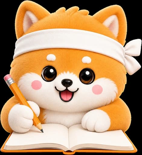 공책에 필기하는 포메 마스코트